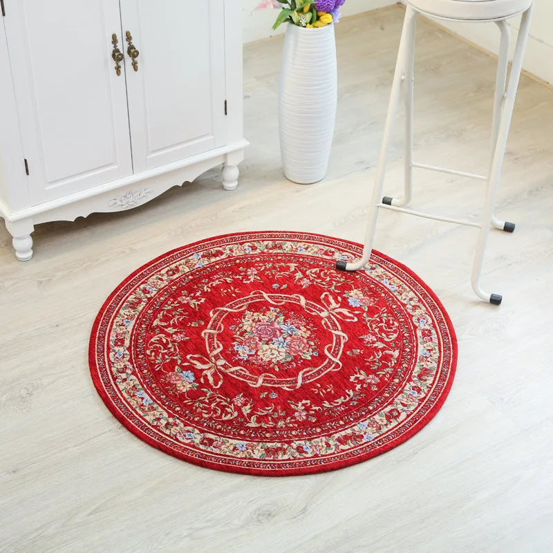 Chenille Circle Turkish Carpet Non-Slip Machine Washable Manageability