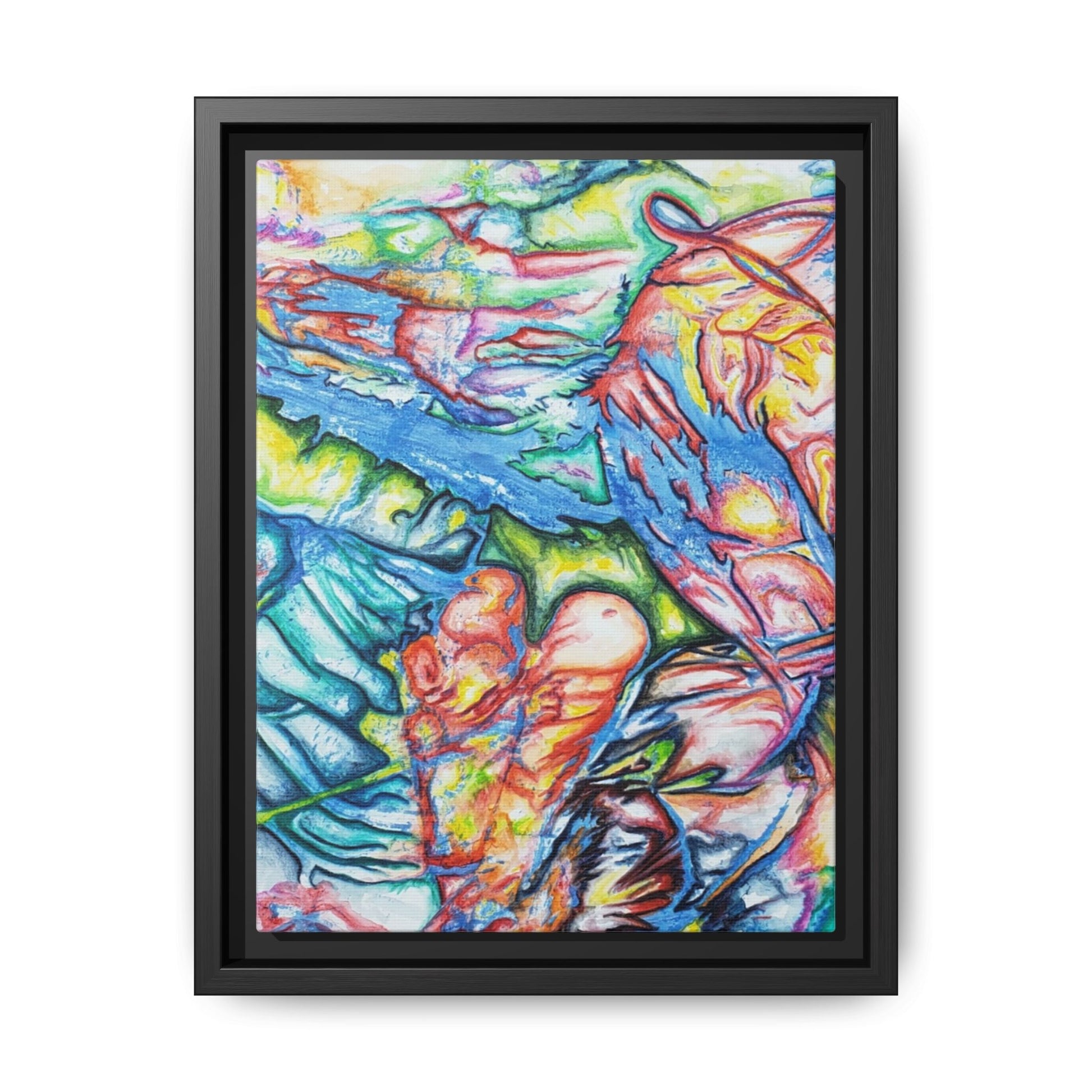 Multi-Color Abstract Framed Canvas Art Print - Kia Day Design