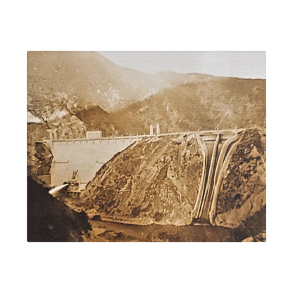 Back View Morris Dam Spillway Satin Canvas Stretched 10″ x 8″ (Horizontal) 1.5"