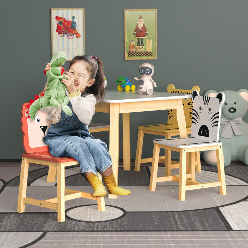 Solid Wood Childrens Table And Chair 5-piece Set - -