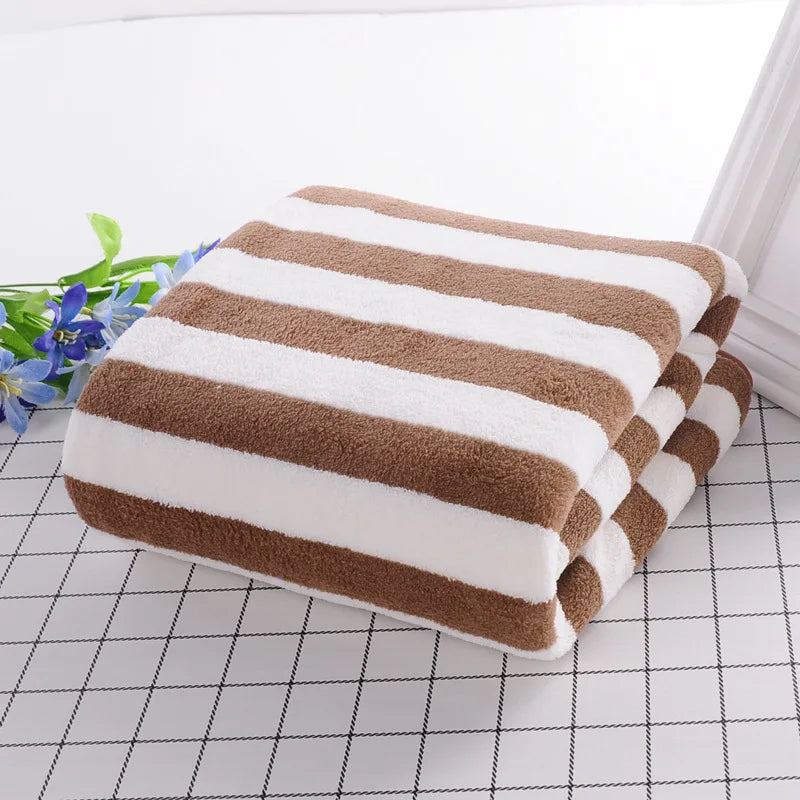 Absorbent Microfiber Stripe Bath Towel