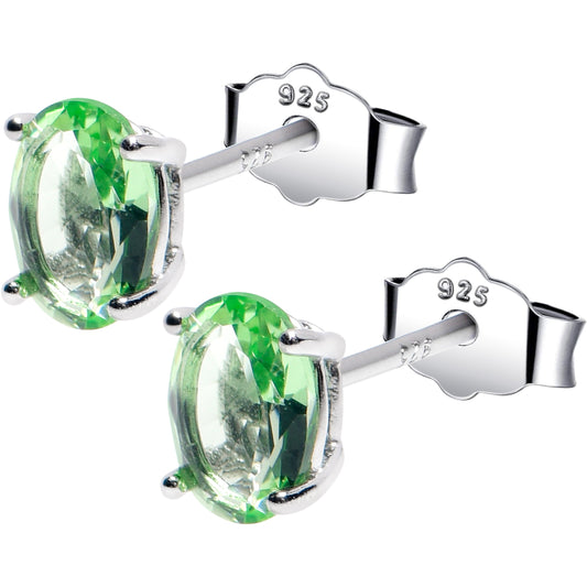 4mm CZ Oval 925 Sterling Silver August Birthstone Stud Earrings - - EARRINGS Stud