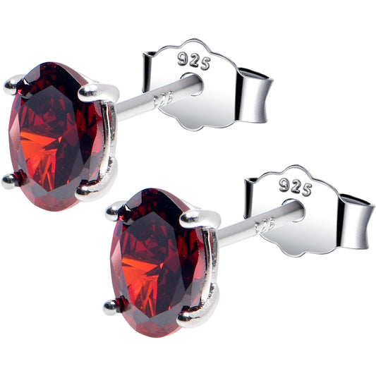 4mm CZ Oval 925 Sterling Silver January Birthstone Stud Earrings - - EARRINGS Stud