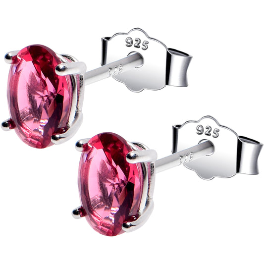 4mm CZ Oval 925 Sterling Silver July Birthstone Stud Earrings - - EARRINGS Stud