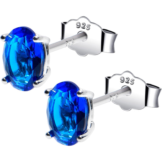 4mm CZ Oval 925 Sterling Silver September Birthstone Stud Earrings - - EARRINGS Stud