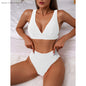 Ribbed High Waist Bikini white