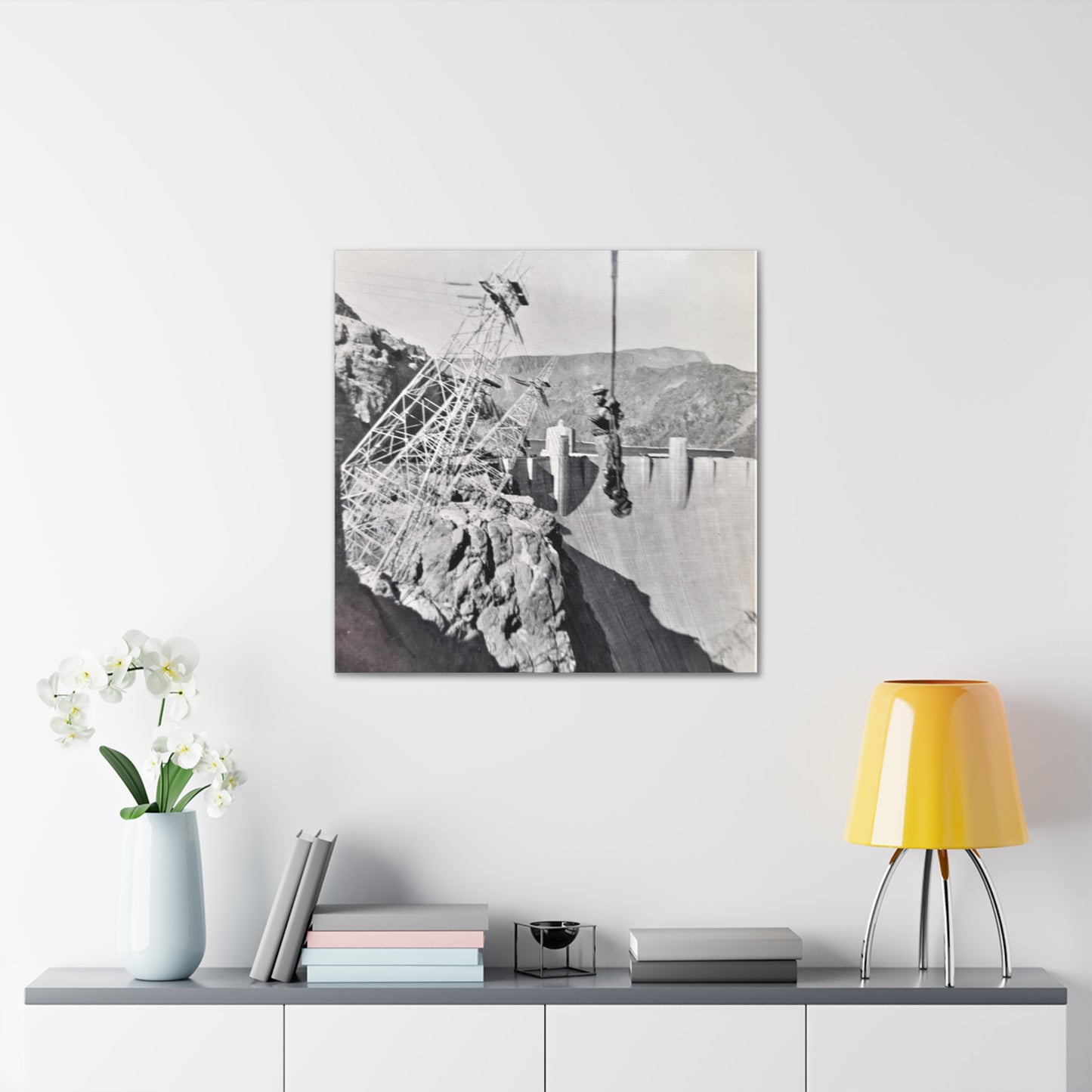 Suspended Boulder Dam Worker Canvas Gallery Wraps