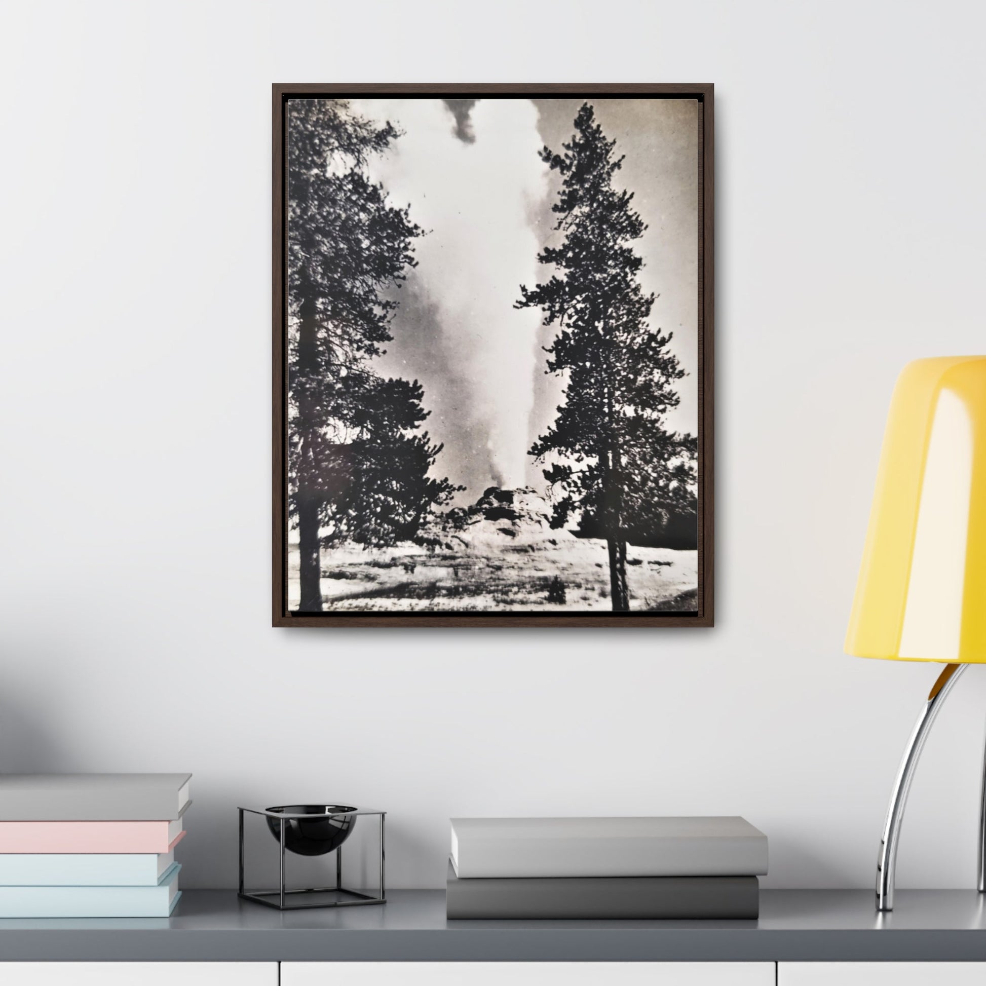 Castle Geyser Yellowstone Gallery Canvas Wraps Vertical Frame - 16″ x 20″ Premium Gallery Wraps (1.25″) Walnut - Canvas