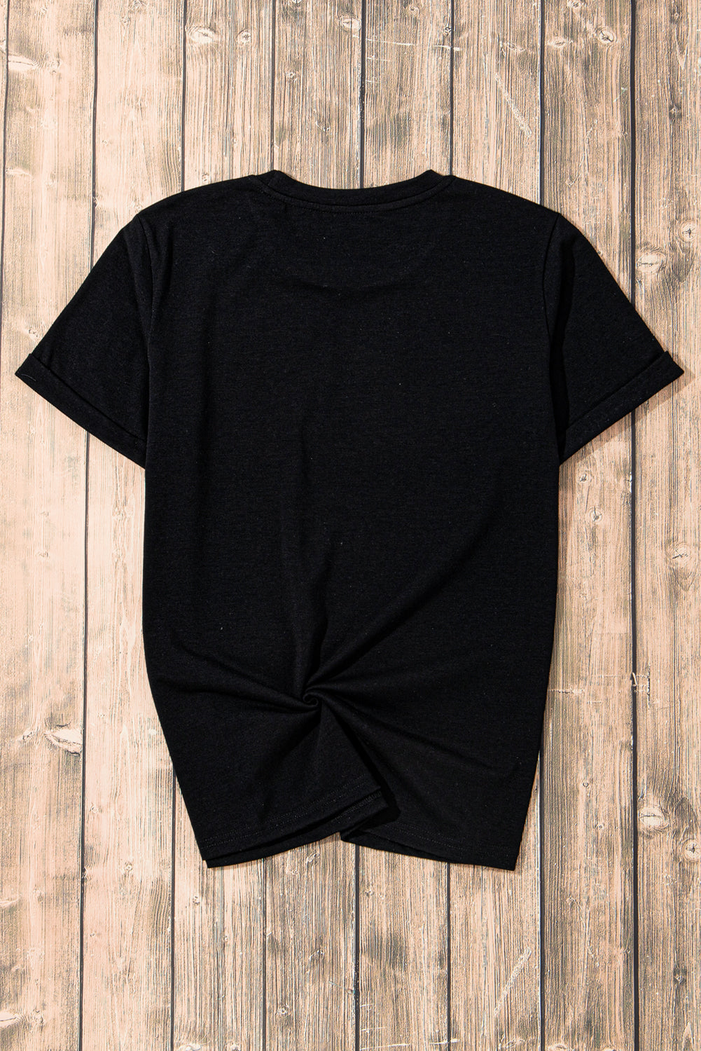 Black Retro Floral Print Crew Neck Casual T Shirt- I am a Fashion Junky- {{Product type}}