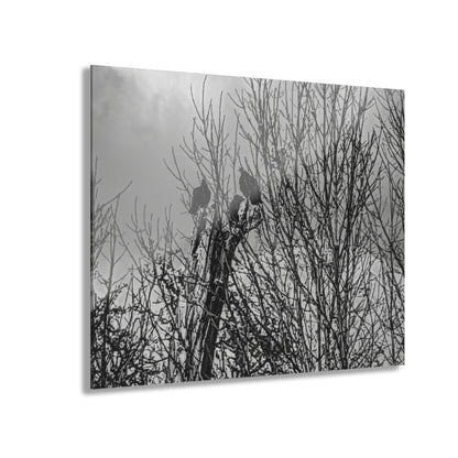 Black & White Buzzards in Winter Trees French Cleat Hanging - - Home Decor