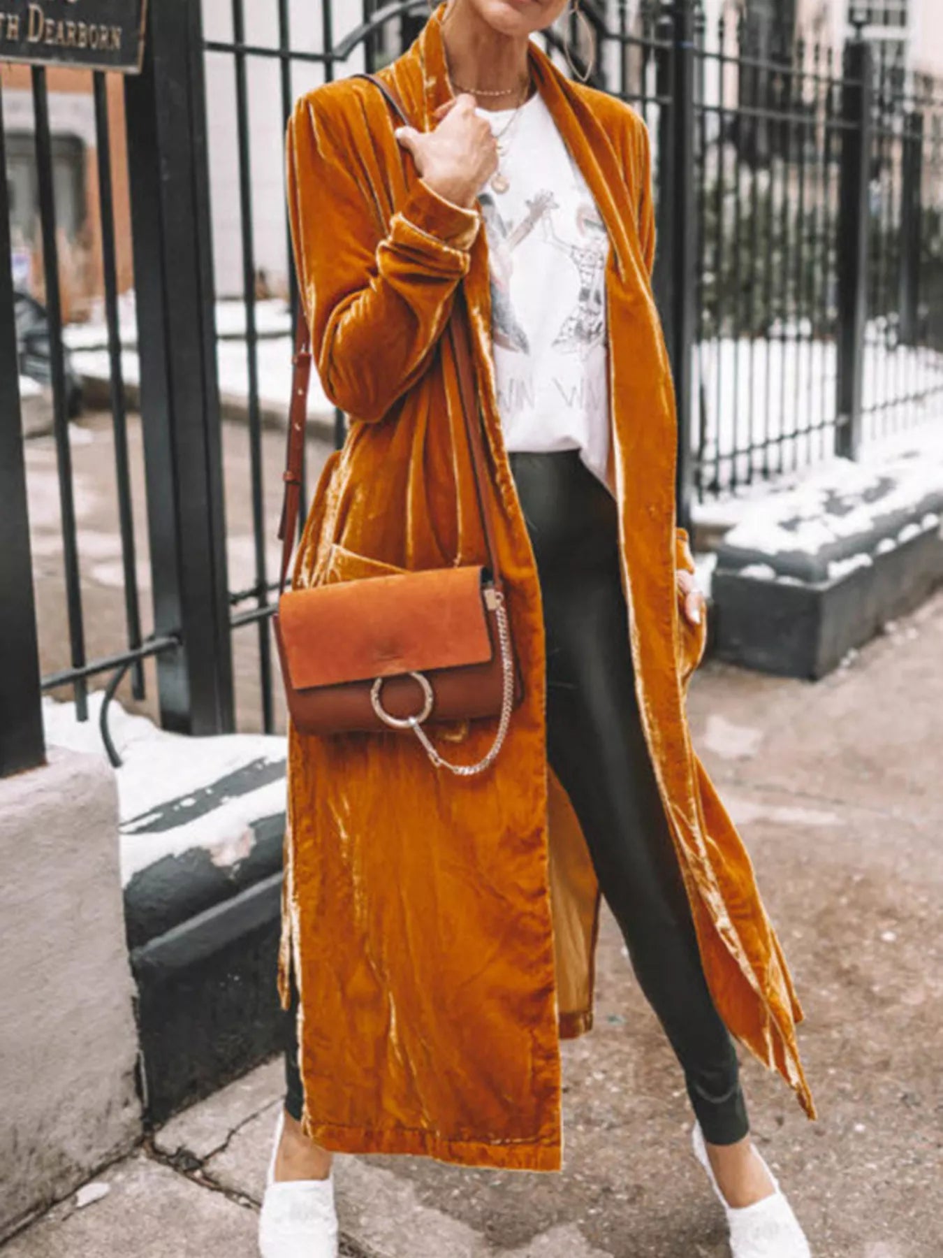 Open Front Long Sleeve Longline Cardigan - -