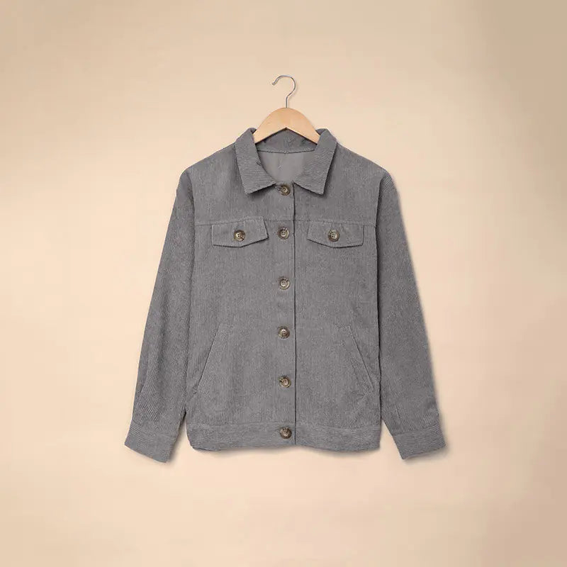 Corduroy Pocket Button Casual Jacket Shirt - Kia Day Design