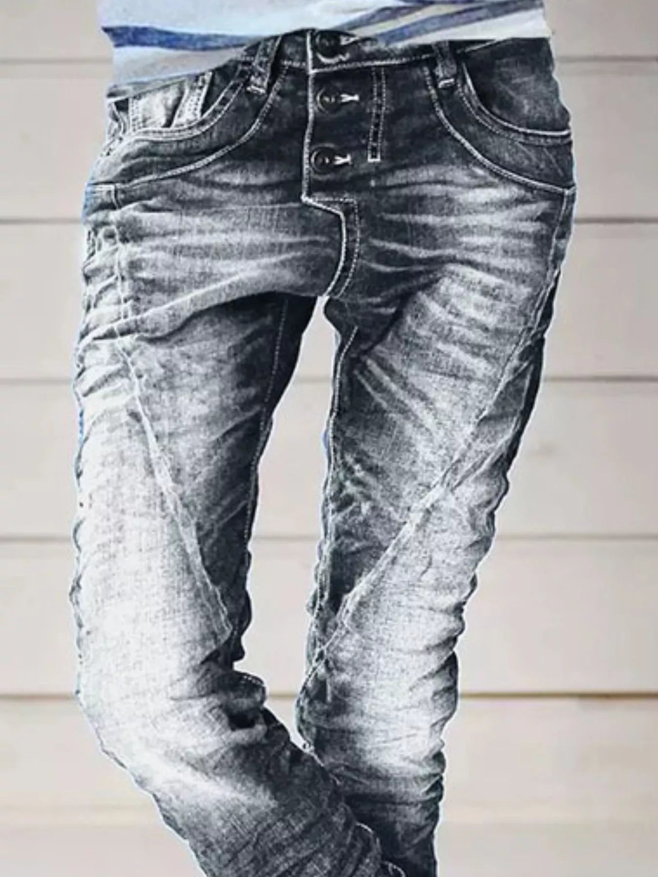 Full Size Washed Button-Fly Jeans Plus Size - -