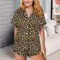 Baha Ranch Retro Pop Western Leopard Cowgirl Satin Pajamas - - Pajama Sets