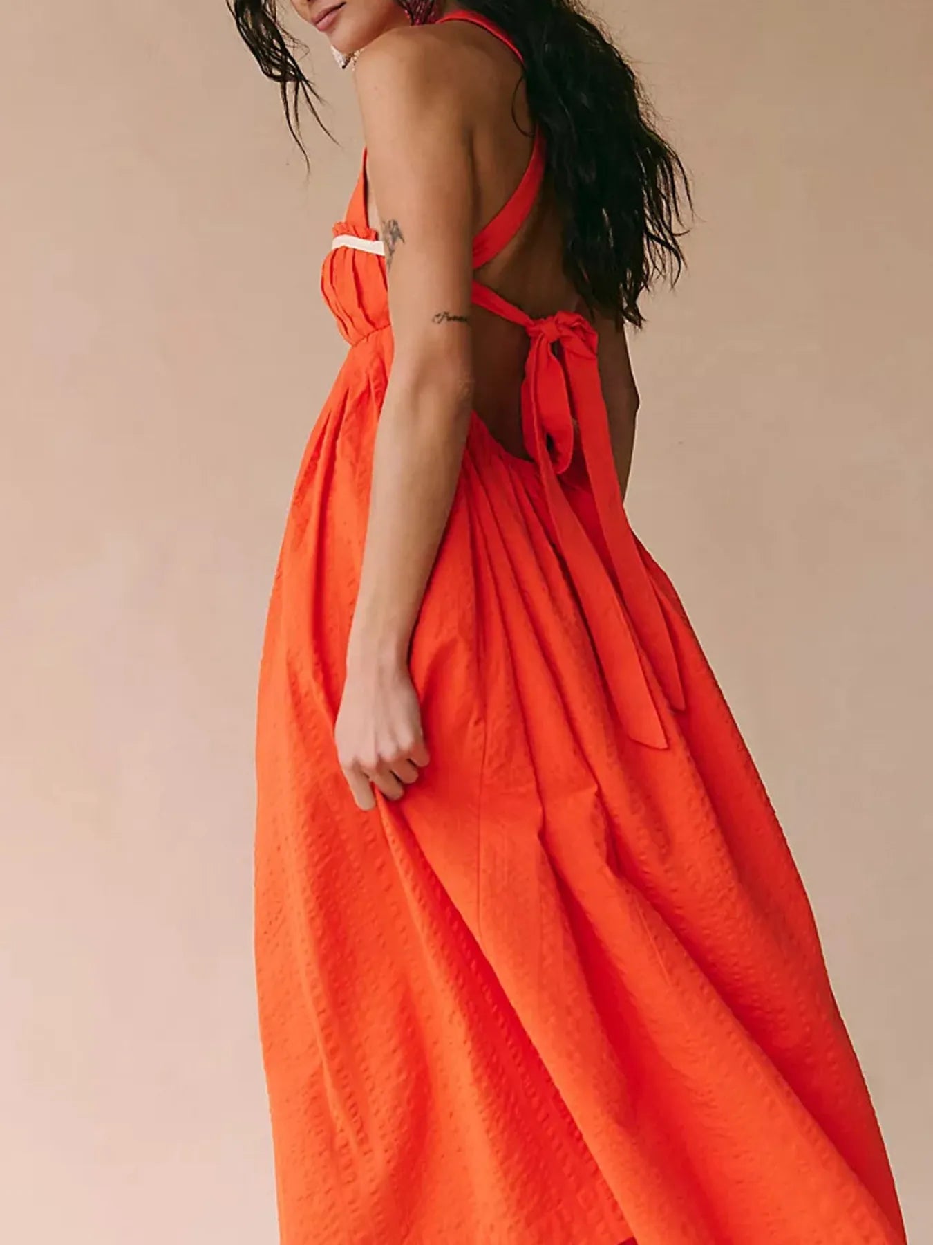 Sweetheart Neck Midi Dress - -