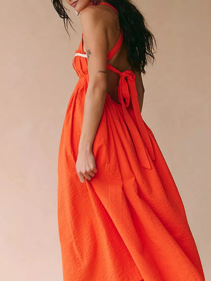 Sweetheart Neck Midi Dress - -