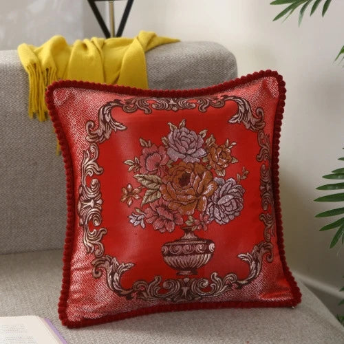 Flower Embroidery Sofa Throw Pillow Pillows & Cushions Blended Jacquard Cover