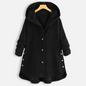 Loose Plus Size Retro Corduroy Coat - Black XL - coat