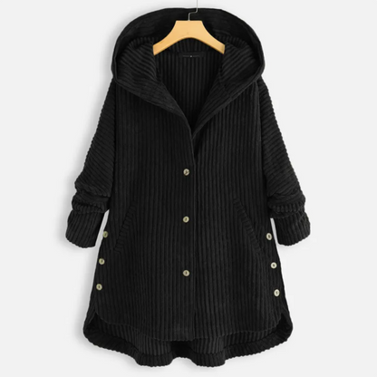 Loose Plus Size Retro Corduroy Coat - Black M - coat