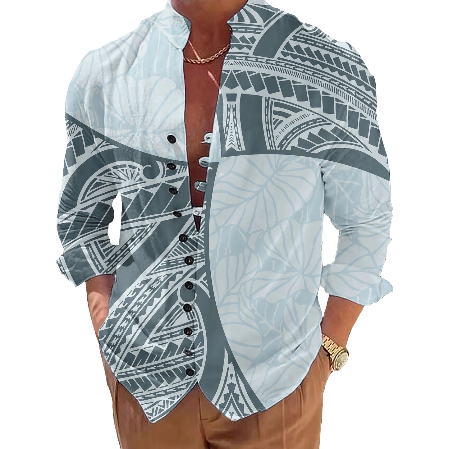 Polynesian Pattern Shirts for Men Oversized Shirts for Men Casual