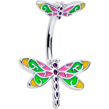 Dragonfly Colors Double Mount Belly Ring - - BELLY RING Double Mount