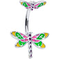 Dragonfly Colors Double Mount Belly Ring - - BELLY RING Double Mount