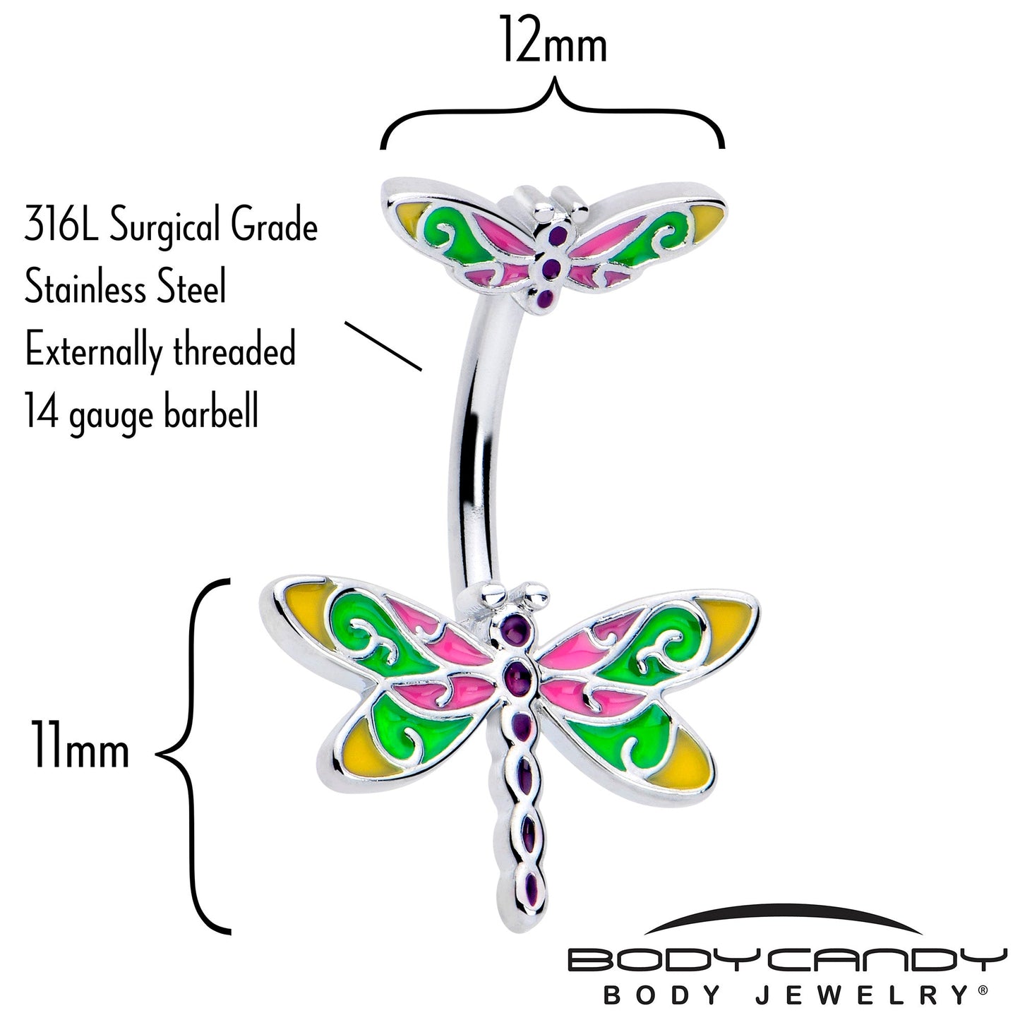 Dragonfly Colors Double Mount Belly Ring - - BELLY RING Double Mount