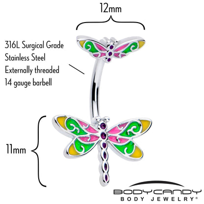 Dragonfly Colors Double Mount Belly Ring - - BELLY RING Double Mount