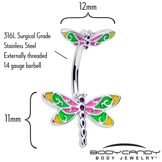 Dragonfly Colors Double Mount Belly Ring - - BELLY RING Double Mount