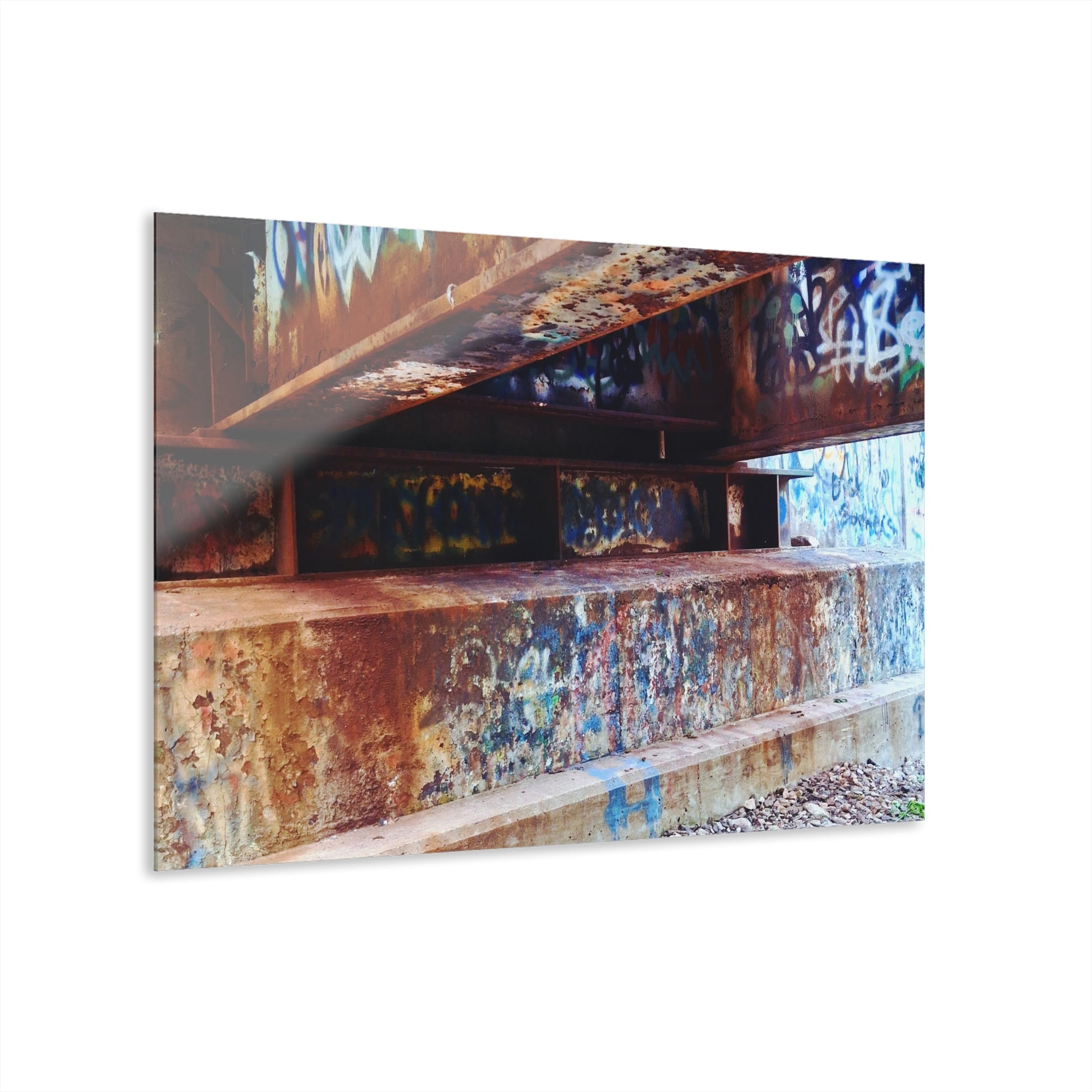 Acrylic Print — Urban Rust Graffiti Photograph French Cleat Hanging - - Home Decor