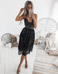Sleeveless Lace Elegance Dress - black L - dress