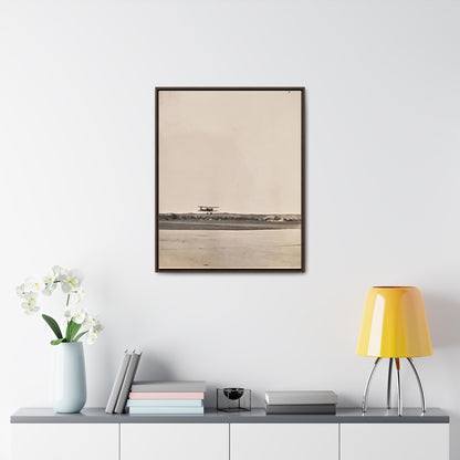 Plane Landing Omaha Airport 1939 Gallery Canvas Wraps, Vertical Frame 24″ x 30″ 1.25" Walnut