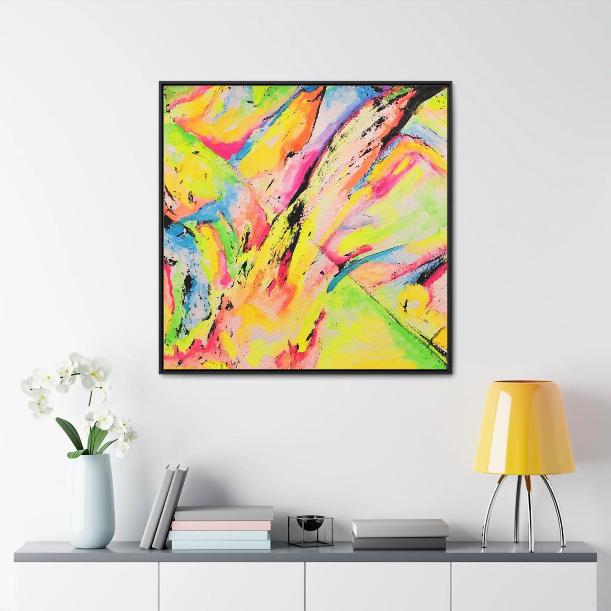 Neon Fire Gallery Canvas Wraps, Square Frame