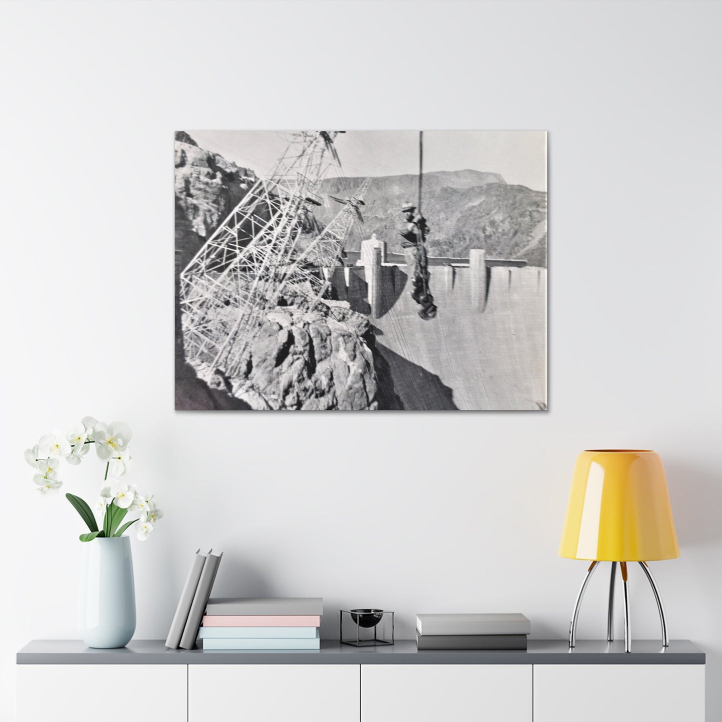 Suspended Boulder Dam Worker Canvas Gallery Wraps