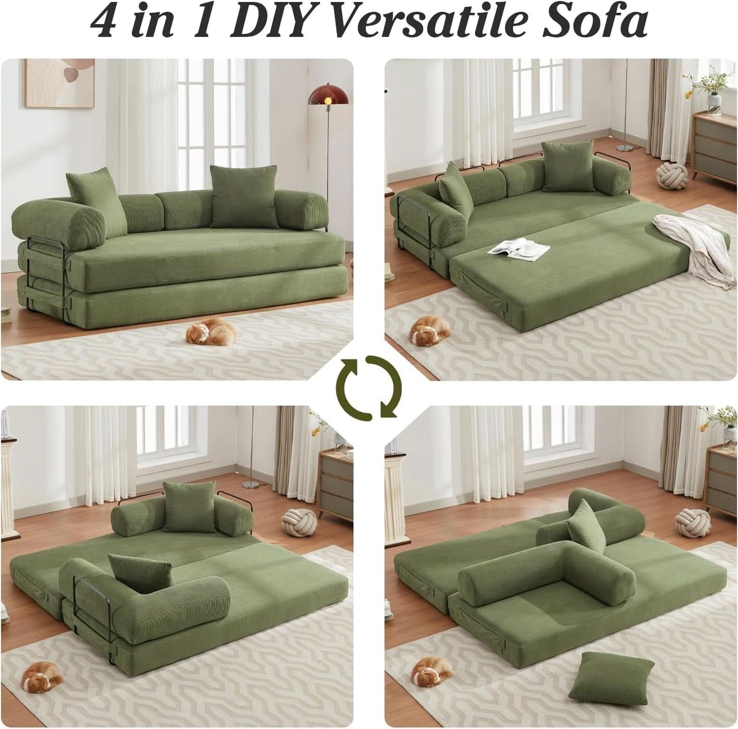 78.5 Inch Convertible Folding Sofa Bed with Versatility- ShipItFurniture- {{Product type}}