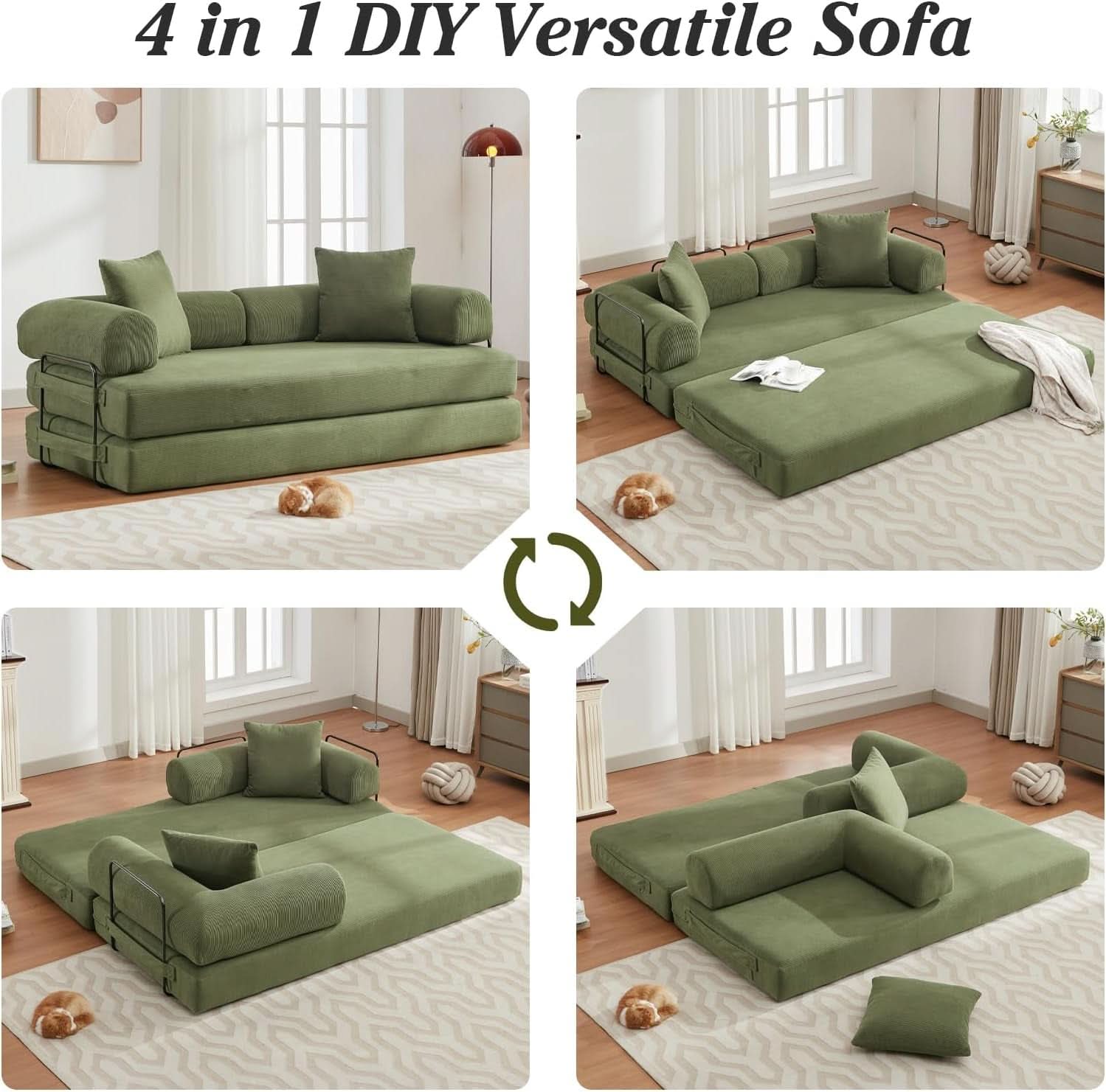 78.5 Inch Convertible Folding Sofa Bed with Versatility- ShipItFurniture- {{Product type}}