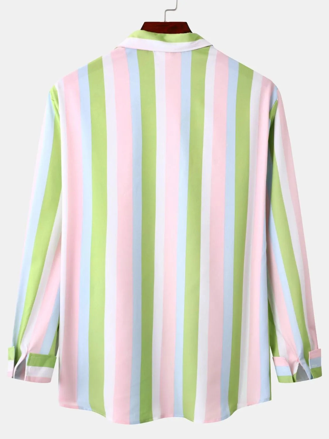 Men's Striped Long Sleeve Button-Up Shirt - -