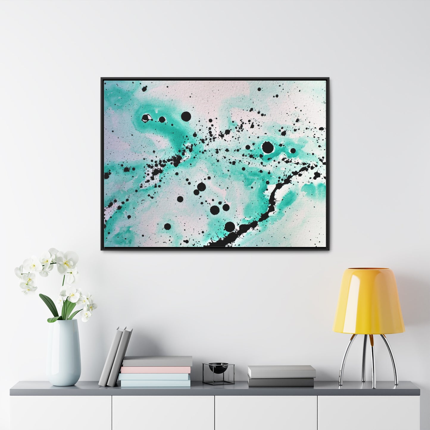 Teal Burst Gallery Canvas Wraps, Horizontal Frame