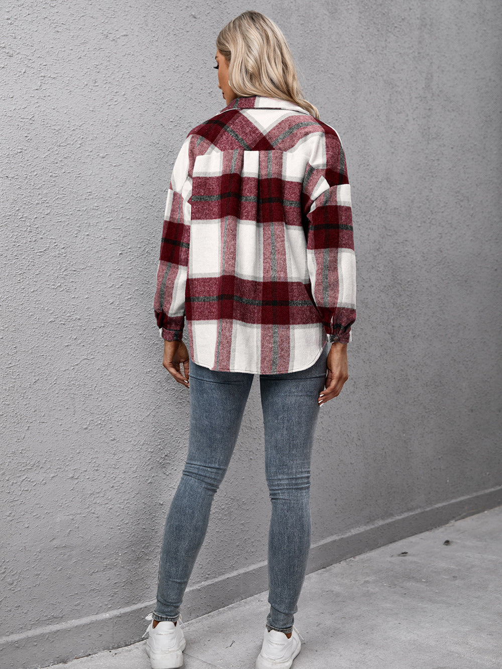 Ivy Lane Plaid Long Sleeve Shirt Jacket - -