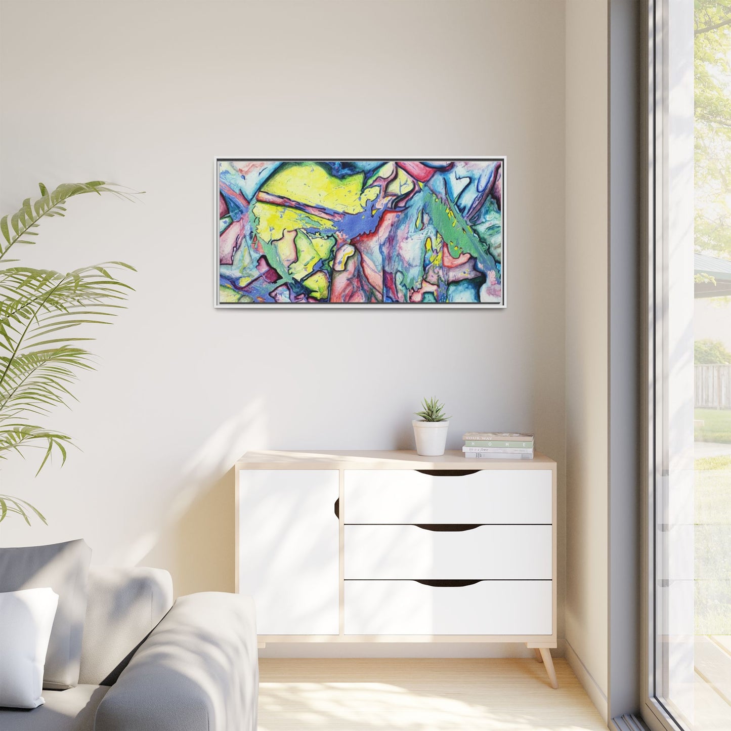 Alien Abstract Colorful Framed Canvas Art - Kia Day Design