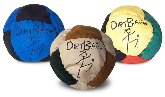 World Footbag Dirtbag Footbag 8-Panel Synthetic Suede and Sand Filled Hacky Sack Footbag | 3-Pack Assorted Color - BALL -