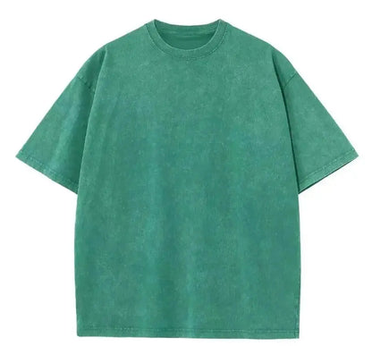 230GSM Unshrinkable Qualified Cotton Vintage Acid Wash T Shirt Green