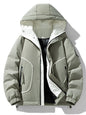 Men's Plus Size Contrast Hooded Puffer Jacket - Gray -