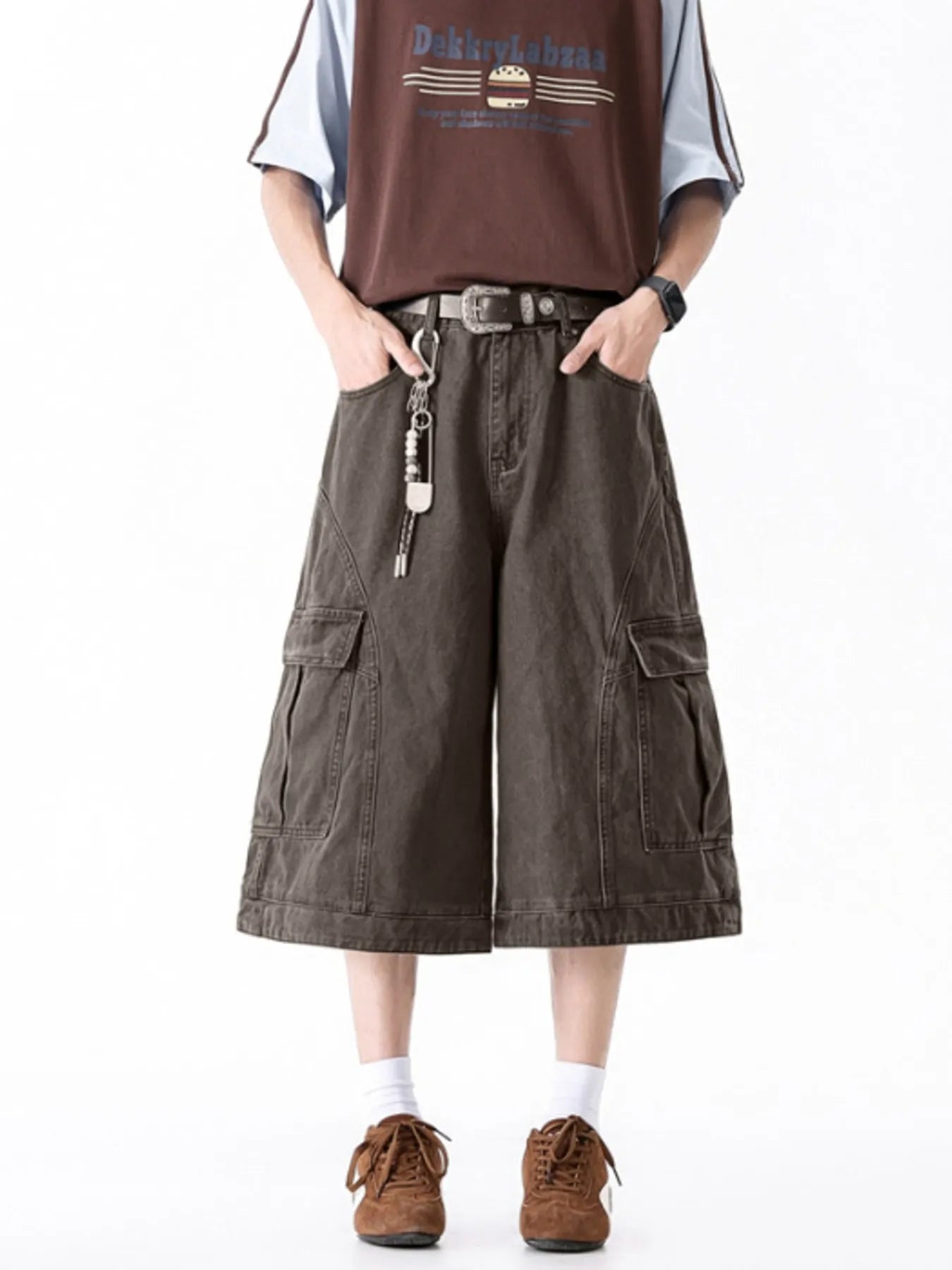 Men's Full Size Wide Leg Cargo Shorts Plus Size - -