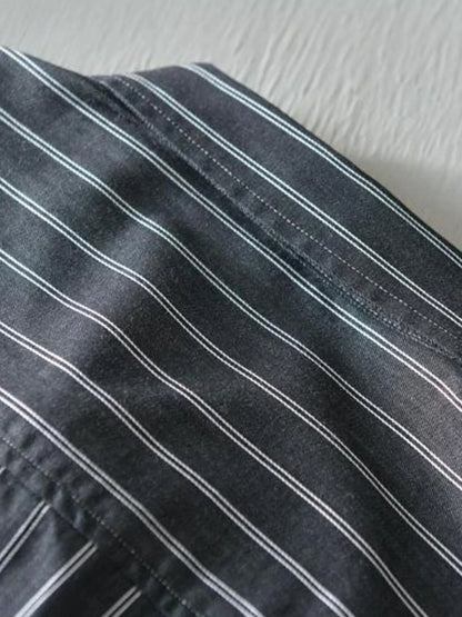 Men's Plus Size Striped Button Up Long Sleeve Shirt - -