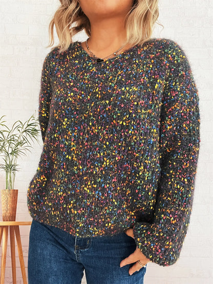 Colorful Long Sleeve Sweater - -
