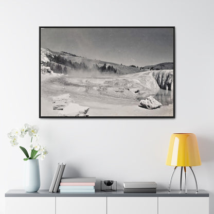 Mammoth Hot Springs Gallery Canvas Wraps Horizontal Frame 48″ x 32″ Black Premium Gallery Wraps (1.25″)