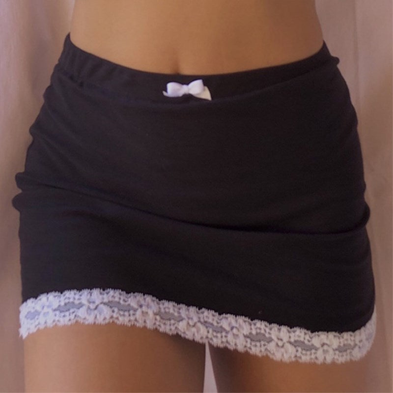Retro High Waist Mini Skirt - - skirt