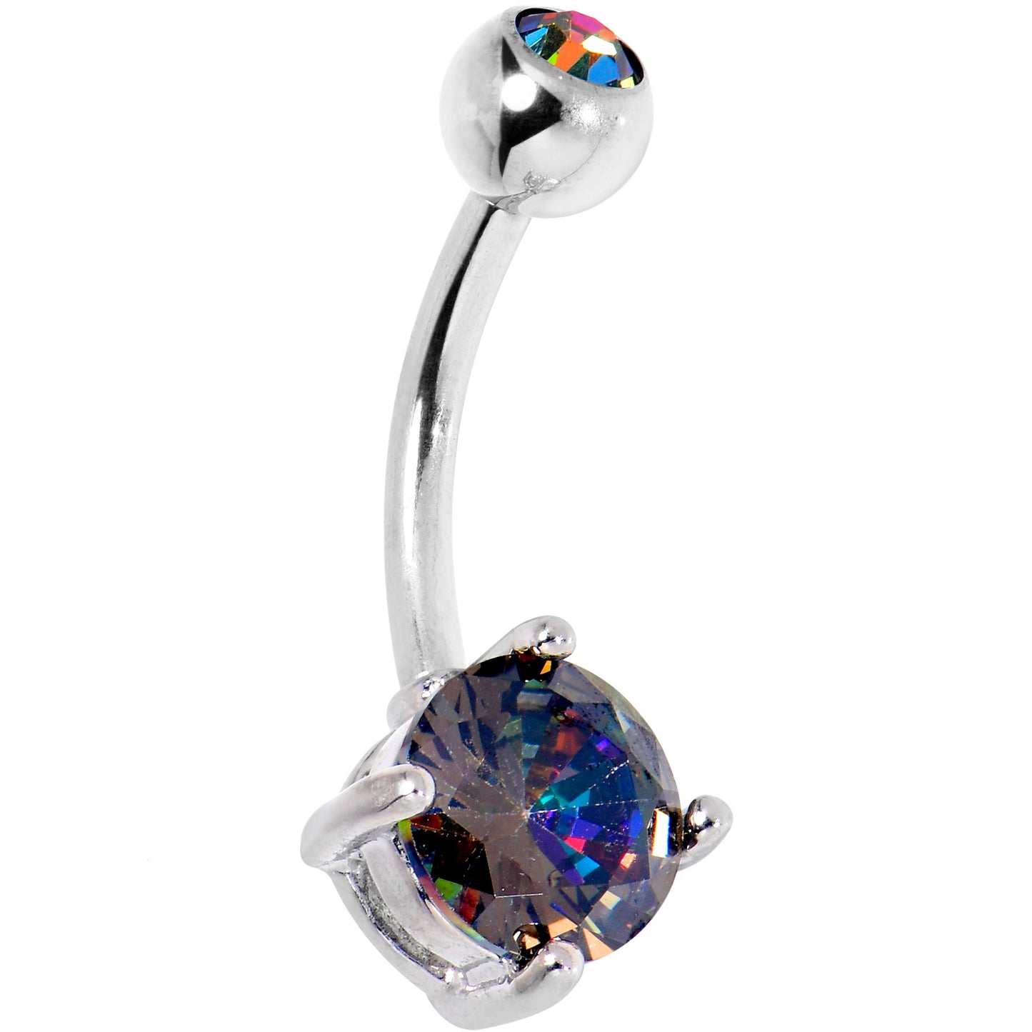 Vitrail CZ Gem ASTM F136 Titanium Double Glam Belly Ring - - BELLY RING
