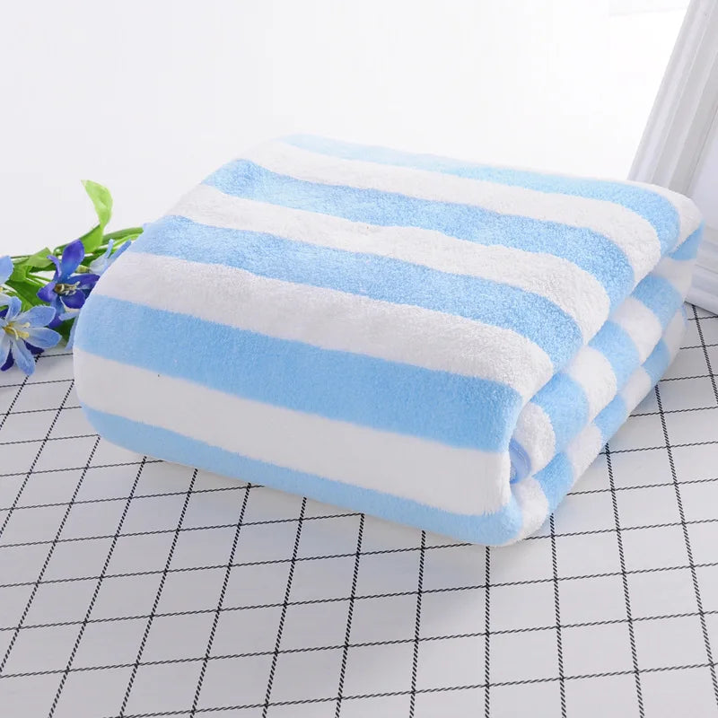 Absorbent Microfiber Stripe Bath Towel